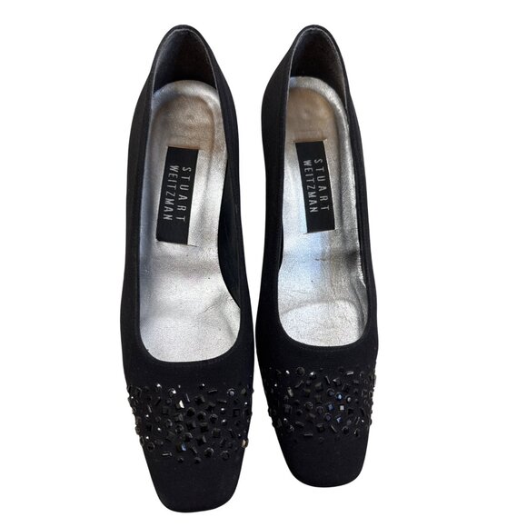 Stuart Weitzman Womens Black Leather Heeled 2.5 " Shoes  Size 7B SKU 7482 - Picture 8 of 11